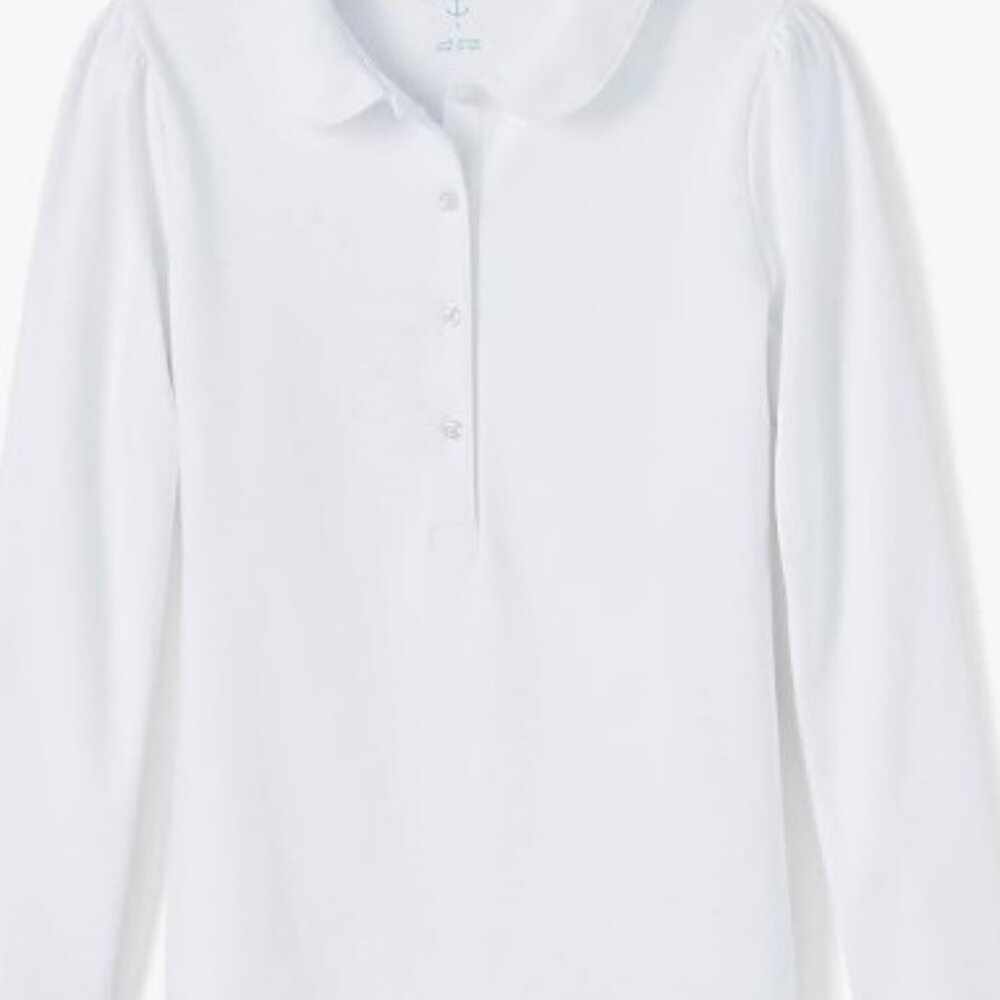 Land's End Girl's Peter Pan Collar Long Sleeve Polo Shirt